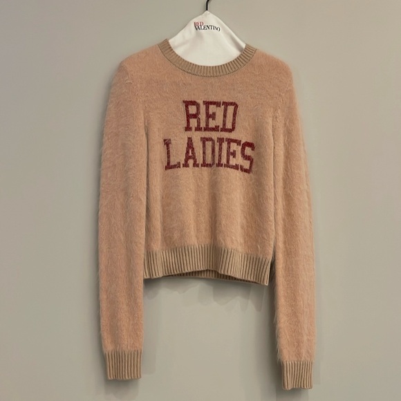 NEW Red Valentino Red Ladies Wool Blend Crewneck Sweater XS - Picture 4 of 11